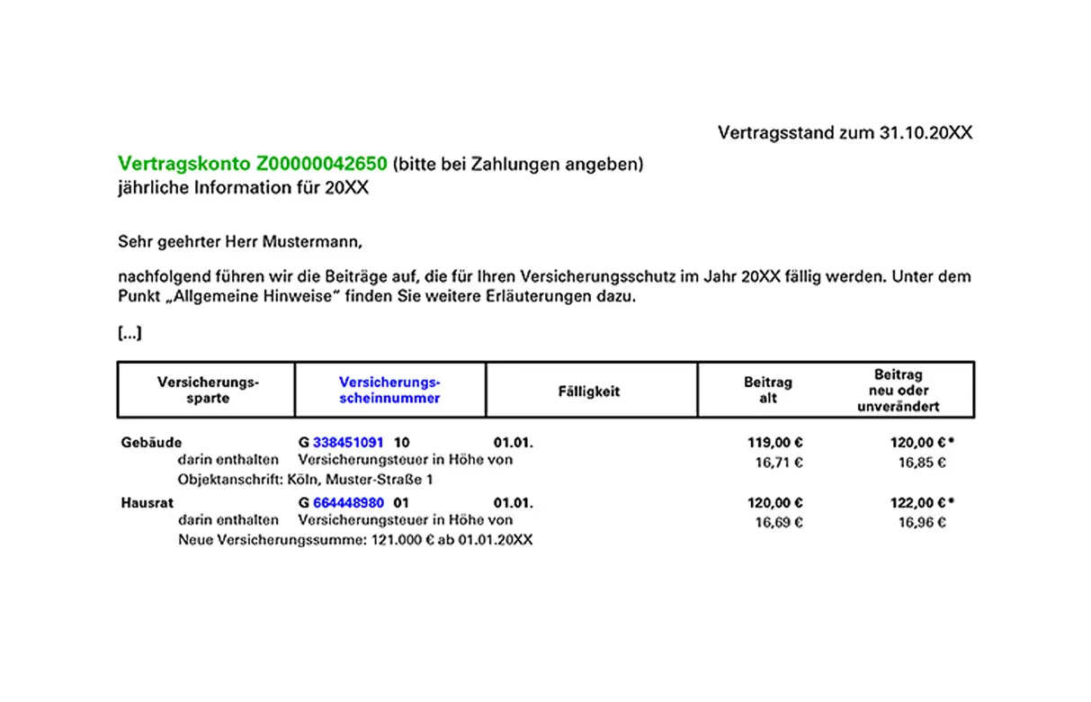Beispiel für Aufbau einer Versicherungsnummer