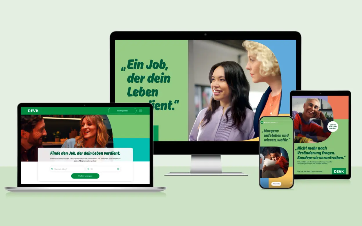 Kernbotschaften der Arbeitgebermarke auf verschiedenen Geräten