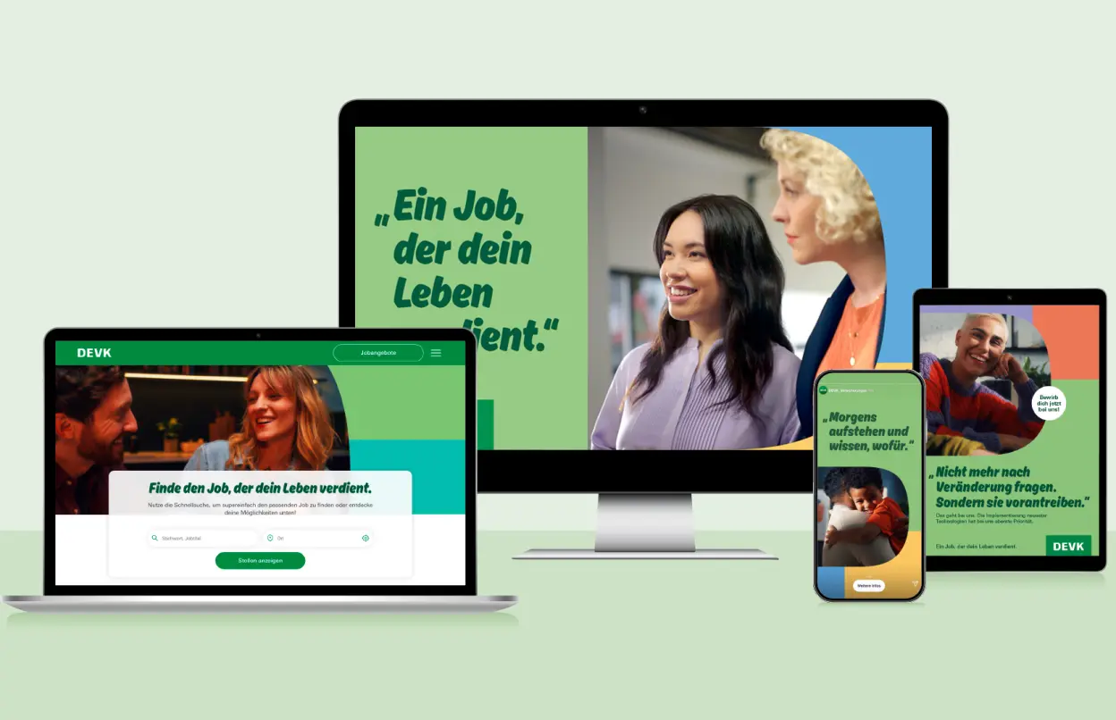 Kernbotschaften der Arbeitgebermarke auf verschiedenen Geräten