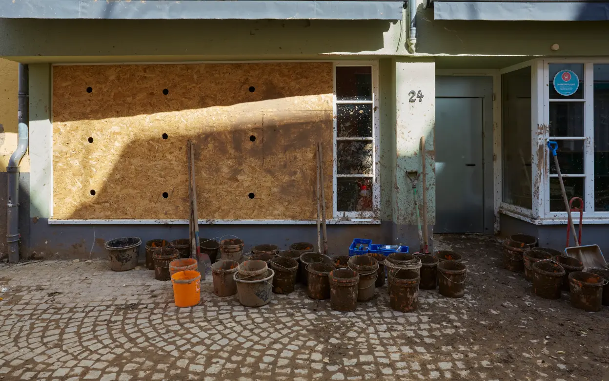 Vom Hochwasser betroffenes Haus