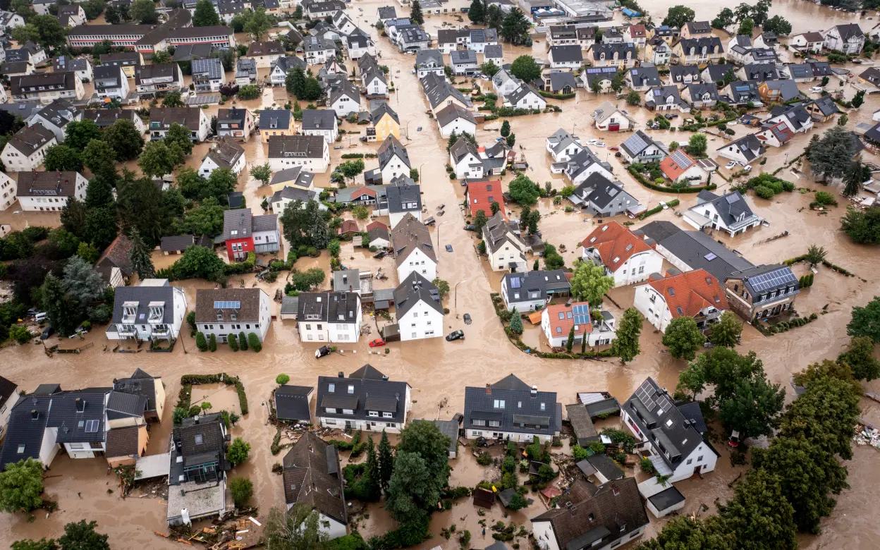 Luftaufnahme der Ahrflut 2021