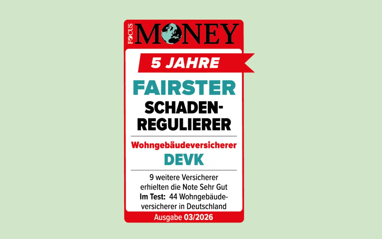 Siegel von Focus Money: DEVK für fairste Schadenregulierung als Wohngebäudeversicherer ausgezeichnet