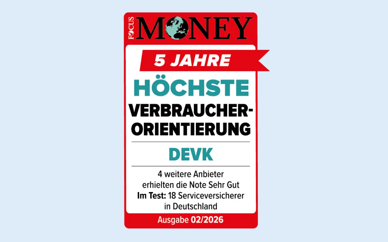 Siegel von Focus Money: DEVK für höchste Verbraucherfreundlichkeit ausgezeichnet