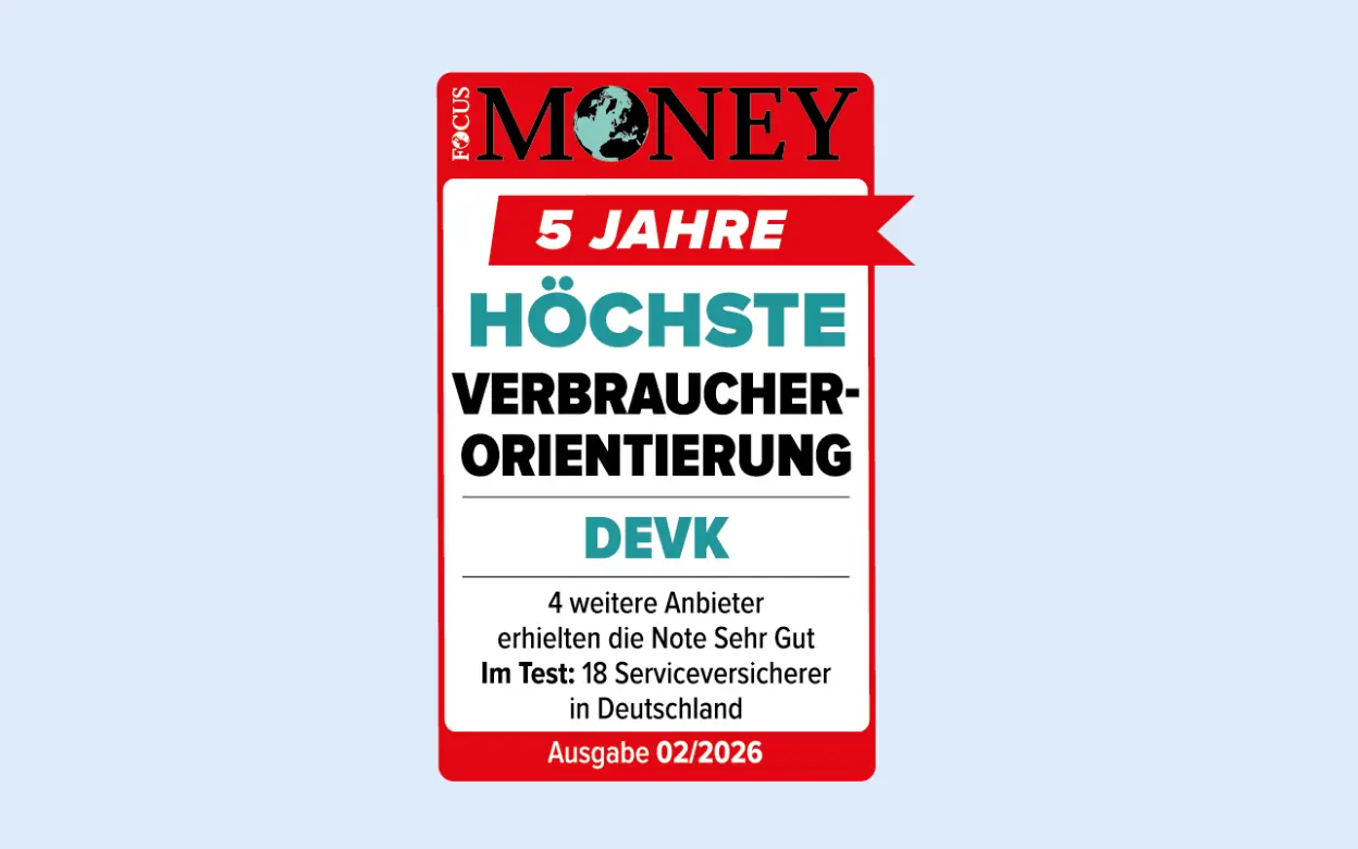 Siegel von Focus Money: DEVK für höchste Verbraucherfreundlichkeit ausgezeichnet