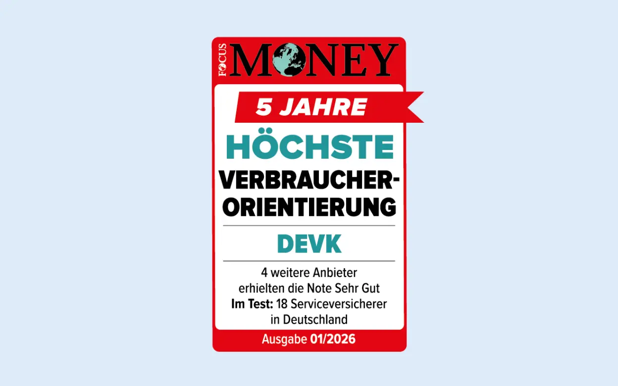 Siegel von Focus Money: DEVK für höchste Verbraucherfreundlichkeit ausgezeichnet