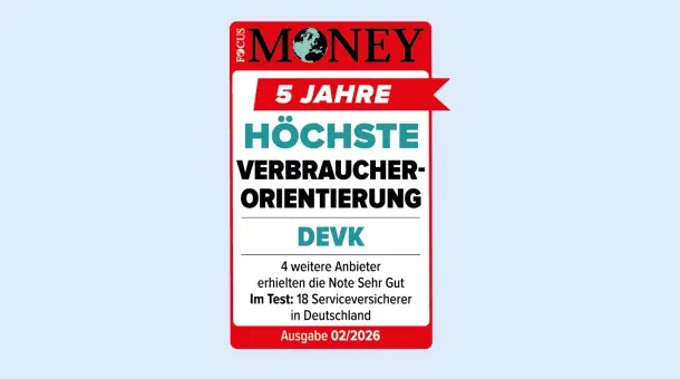 Siegel von Focus Money: DEVK für höchste Verbraucherfreundlichkeit ausgezeichnet
