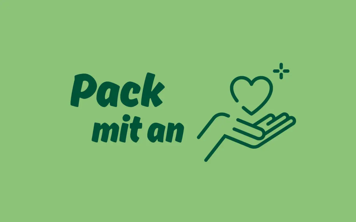 Logo der DEVK-Spendeninitiative „Pack mit an“